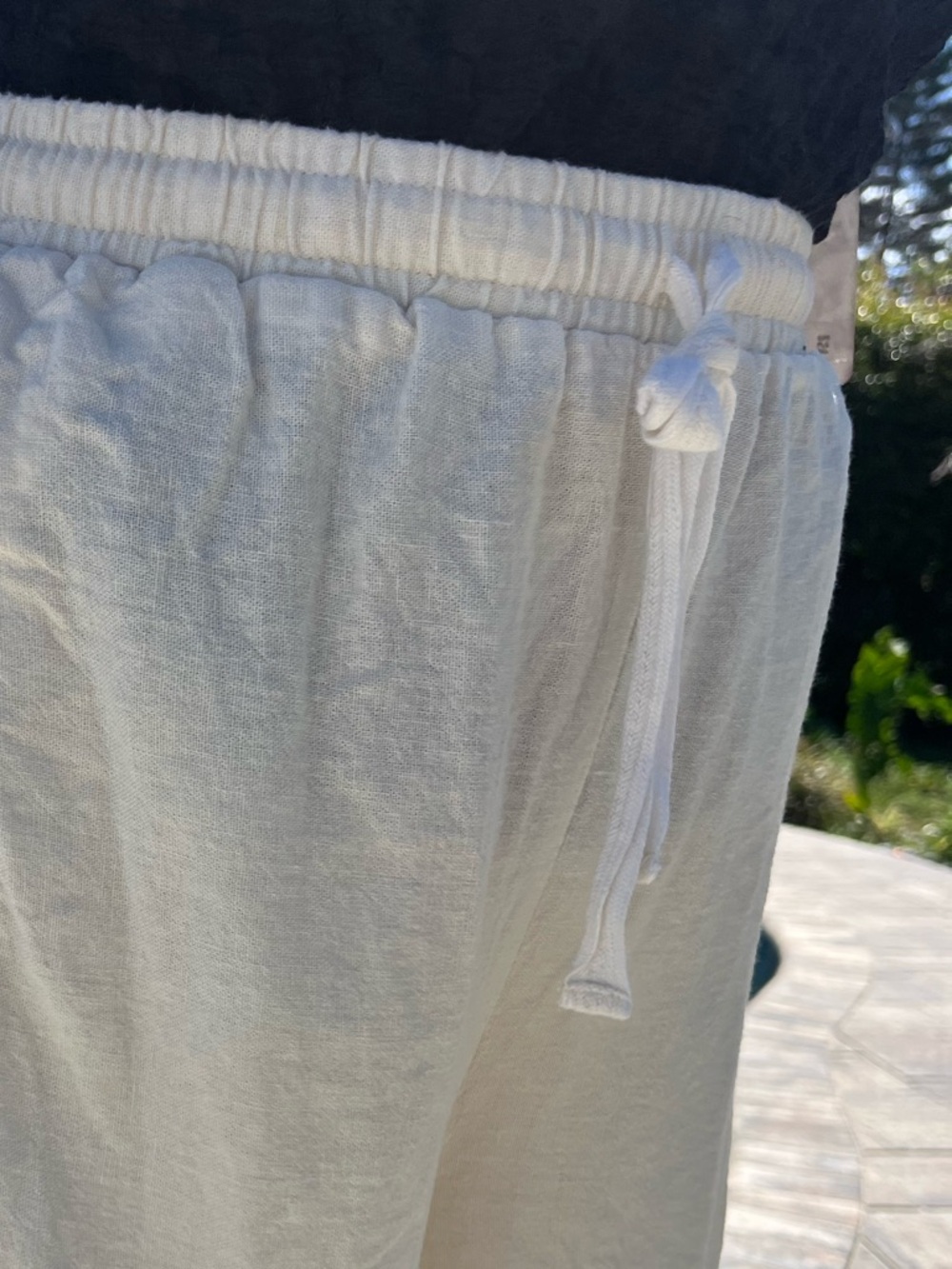 Cream Wide-Leg Embroidered Linen Blend Pants Small - Picture 4 of 5